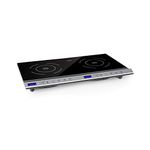 Klarstein Cucinata Mobile Hob - Double Induction Hob, Power: 3100 Watts, Touch Control, Pot Sensor, Switch-Off Timer, 10 Levels, Overheating Protection, Child Safety Lock, Glass Ceramic, Silver