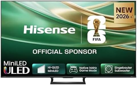 Hisense 75E8DS Fernseher 75 Zoll, 4K UHD, Hi-QLED Mini LED, Smart TV, 144Hz, Hi-View AI Engine, Dolby Vision.Atmos, Unibody Slim, FreeSync Premium, AI-Lichtsensor, Game Bar, Tuned by Devialet