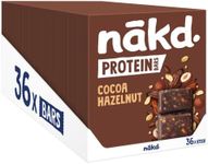 Nakd Cocoa Hazelnut Protein Bar - Vegan - Gluten Free - Healthy Snack, 45g (Pack of 36 bars)