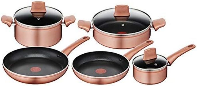 Lagostina Set di Pentole e Padelle Antiaderenti in Alluminio per Gas e Forno 8 Pezzi, Esterno Effetto Rame, Indicatore Cottura Thermo-Signal, con 2 Casseruole, 2 Padelle, Tegame, 3 Coperchi