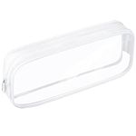 CHEERYMAGIC Clear Pencil Bag, Clear Exam Pencil Case, Waterproof PVC Zippered Comestic Storage Pouch, Travel Luggage Pouch Make up Cosmetic Bag (White)