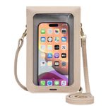 Toptime Phone Bags for Women Crossbody, Touch Screen Cross Body Bag Women with Detachable Adjustable Strap, Small Shoulder Bag for Women, PU Leather Mobile Phone Bag for Phones under 6.7 in (Beige)