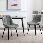 DYHOME Dining Chairs Set of 2 Faux Leather with Thick Cushions Kitchen Dining Room Chairs Modern Upholstered Mid Century with Metal Legs, Grey