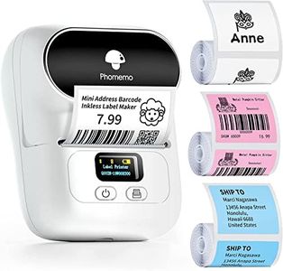 Phomemo Imprimante d'étiquettes M110 - Bluetooth - Auto-adhésive - Imprimante d'étiquettes portable - Pour codes-barres - Avec 3 rouleaux d'étiquettes - Blanc