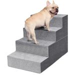 Heeyoo Dog Stairs for Small Dogs, 4-Step Dog Steps for High Bed and Couch, High-Density Foam Pet Steps with Supporting Board, Non-Slip Removable Washable Cover, Grey, 18" High