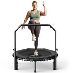 BCAN 102 cm Mini Rebounder Trampoline for Adults with Bar, 203 kg Fitness Trampoline with Bungees, Adjustable Handle, Stable & Quiet, Indoor Outdoor, Whole-Body Workout & Relaxation-Black