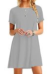 OMZIN Women's Swing Loose Short Sleeve Tshirt Fit Comfy Casual Flowy Tunic Dress Light Gray 4XL