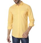 KARGEENS Men's Solid Slim Fit Shirt with Spread Collar (raj9003_Yellow L)