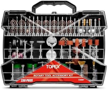 TOPEX 239pcs Rotary Tool Accessory Kit Mini Grinding Polishing Shank Craft Bit Set, Multifunctional Universal Fitment for Cutting, Sanding, Grinding, Carving, Polishing and Drilling with Storage Case