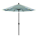 California Umbrella GSPT908302-5608 9' Round Market Umbrella, Black Pole, Sunbrella Seville Seaside