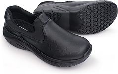 Hawkwell Women's Slip on Lightweight Nursing Shoes Comfortable Slip Resistant Work Shoes, Black Synthetic Leather, 8 M US