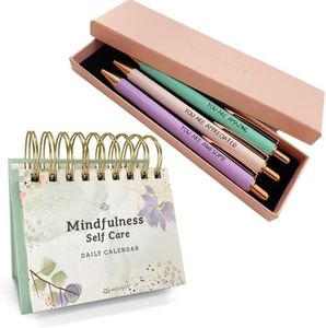 MESMOS Mindfulness Perpetual Calendar and Appreciate Pastel Pen Set, Self Care Gifts for Women, Stress Relief Gifts for Women, Inspiring Gift for Womens