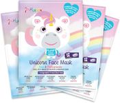 7th Heaven Unicorn Sheet Face Mask, Pack of 4 – Kid-Friendly Face Mask Sheets to Soothe and Nourish Skin (Ages 8+) – Acai & Pomegranate Face Masks Skincare Sheet