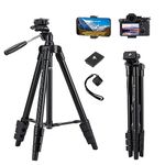 Fotopro Camera Tripod for DSLR, 48" Phone Tripod with 3-Way Head, Lightweight Tripod for iPhone 13 14 Pro Plus, Travel Tripod for DSLR Camera, Sport Camera