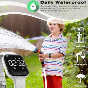Focwony Kids Digital Watch – White, Waterproof, LED Display