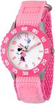 Disney Minnie Mouse Kids' Bezel Stainless Steel Time Teacher Analog Nylon Strap Watch