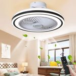 JKFBHGJL LED Ceiling Fans with Lights, 50cm Ceiling Fan with Lights and Remote, 3 Color Dimmable, 6 Speeds,Timer,Low Noise, Modern Fan Lights for Living Room, Dining Room, Bedroom, Office