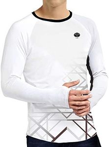 Running Shirts Men Long Sleeve Sun Protection UPF 50+ Breathable Shirt White XL