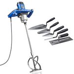 Hyundai Electric Paddle Mixer, 1600w / 1.6kw Plaster Mixing Tool, 230v/240v, 4m Power Cable, 990rpm Mixing Speed, 5 Piece Trowel Set, Multi-Purpose & 3 Year Warranty