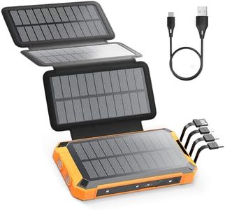 Cargador Solar 32000mAh Batería Externa Solar con 4 Cables de 4 Paneles Solares, Power Bank Portátil de USB C Carga Rápida Impermeable para Smartphones, Tabletas y Actividades Al Aire Libre