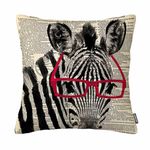 GSRONY Zebra Throw Pillow Covers Smart Zebra Red Black Glasses Art Animal Black White Antique Dictionary Book Pillow Case 18x18 Inches