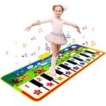 M SANMERSEN Piano Mat, 53'' x 23'' Musical Toys for Toddlers Floor Piano Touch Playmat with 8 Animal Sounds, Music Piano Keyboard Dance Mat Early Educational Toys Gift for Boys Girls Kids Ages 1-5