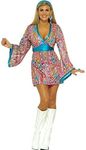 Forum Novelties Women's 60's Generation Mod Wild Swirl Costume Dress, Multi-Colored, Medium to Large