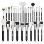 BEILI 30Pcs Professional Makeup Brush Set Original Natural-Synthetic Kabuki Foundation, Face Powder, Highlighter, Contour, Eye Shadow, Eyebrow, Eyeliner, Makeup Tools Kit (Classic Black)