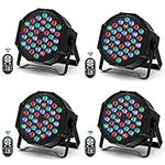 DELIBANG 4PCS RGB Par Can Light, 36 LED Stage Lights DMX 7CH Disco Lights with 7 Lighting Effects via Sound Activated/Remote Controller for Party Bar Club Band Wedding Halloween Christmas