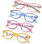 HEEYYOK Reading Glasses for women,+3.50 Readers glasses for women,retro Round Frame,Spring Hinges Includes 4 Pouch