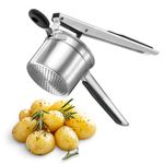 VonShef Potato Ricer Masher, Food Grade Stainless Steel Potato Ricer Press with Silicone Handle, Dishwasher Safe Fruit & Veg Press, Heavy Duty Food Press for Mashed Potatoes