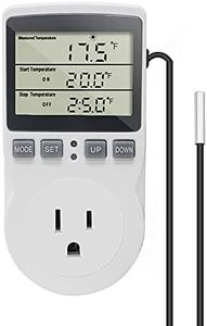Digital Thermostat Plug Socket Temperature Controller Outlet 3m Probe 120V 15A 1800W C F Heating Cooling Control for Incubator Brewing Incubator Greenhouse Terrarium Heat Mat