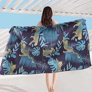 Serviette de Plage en Microfibre,Séchage Rapide -Portable Serviette de Voyage,avec Sac de Transport, Serviette sans Sable, Serviette Super absorbante (160_x_80_cm, J01)