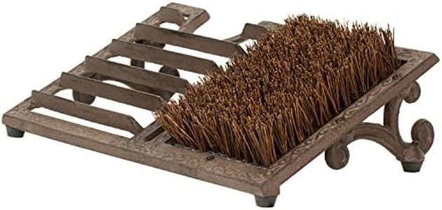 MyGift Heavy Duty Rustic Cast Iron Boot Scrubber for Outdoor Porch, All Weather Outdoor Shoe Scraper Brush and Boot Puller with Angled Design, Brown