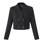 Beninos Women's Double Breasted Short Blazer Jackets (820 Black, XL)