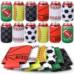 Bokon 18 Pieces Beer Can Cooler Sleeves 12-16 oz Neoprene Collapsible Cooler Can 3 mm Thick Insulated Cooler Sleeves for Soda Beer Can Drinks Holiday Drink Party Decorations Supplies(Sports)