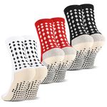Zuimei 3 Pairs Mens Football Socks Grip Socks Football, Anti-Slip Football Socks Nonslip Football Socks Mens Long Breathable Soccer Socks for Daily Running Training Sporting Socks for Men Women