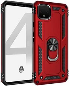 TiHen Case Google Pixel 4 XL, with Magnetic Ring Holder 360 Degree Full Body Protective Silicone Personalised Tough Armor Phone Case with Screen Protector for Google Pixel 4 XL -Red