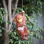 Wonderland Hanging Swing Monkey on Rope for Garden Decoration (Dark Brown)|Garden décor|Outdoor Decor