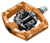 Funn Ripper Mountain Bike Clipless Pedals, Rocker Clip/Spring-Loaded Clip-in Mechanism, Compatible with SPD Cleats, 9/16" CrMo Axle Bicycle Pedals for MTB/Gravel Cycling (Orange)