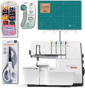 Bernette B64 Airlock Threading Overlock Serger Bundle with Scissors, Rotary Cutter, Threads Bundle and Self Healing Foldable Cutting Mat