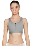 Nike Women's Polyester Wire Free Sports Bra (DD1206-073_Particle Grey/HTR/Black_M)