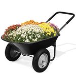 Wellhut 2 Tire Wheelbarrow Dump Cart, 330 LBS Home Utility Garden Cart, Heavy Duty Yard Wheelbarrow, Perfect for Transporting Soil Bricks and Construction Materials, Black