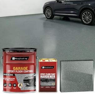 Luxury 3‑Component Epoxy Colored Sand Self‑Leveling Floor Paint, Marble‑Effect, 100% High Solids, 5.5:1 Sand‑Aggregate Ratio, 6H Hardness,1.5mm Finished Thickness (Light Gray,4 Gallon,100 Sq.Ft)