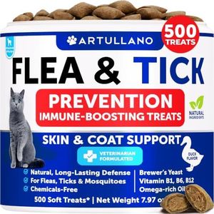 Cat Flea and Tick Chews - 500 Treats - Flea and Tick Prevention for Cats