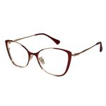 LensKandy | Premium Blue Cut Computer Glasses | Zero Power Antiglare | UV Protection Specs | Cat Eye Shape for Women | LARGE | Red-Gold