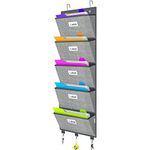 VERONLY Over the Door File Organizer, Hanging File Folders, Wall Organizers and Storage for Mail, Magazine, Notebooks, Planners, Office, Classroom, 5 Extra Large Pockets, 50.39” Tall