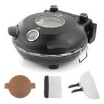 KLAIF Electric Pizza Oven Indoor With 12" Ceramic Stone, Dual Adjustable Temperature Controls, Includes 4 Pizza Tools, LMR-Black