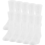 Gildan Men's Active Cotton Crew Socks, 10-pairs, White, Shoe Size: 6-12