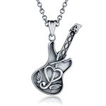 925 Sterling Silver Guitar Cremation Jewelry for Ash - Guitar Locket Urn Necklace Musical Memorial Pendant Bereavement Keepsake Gift for Loss of Guitarist or Music Lover, Sterling Silver, not known,